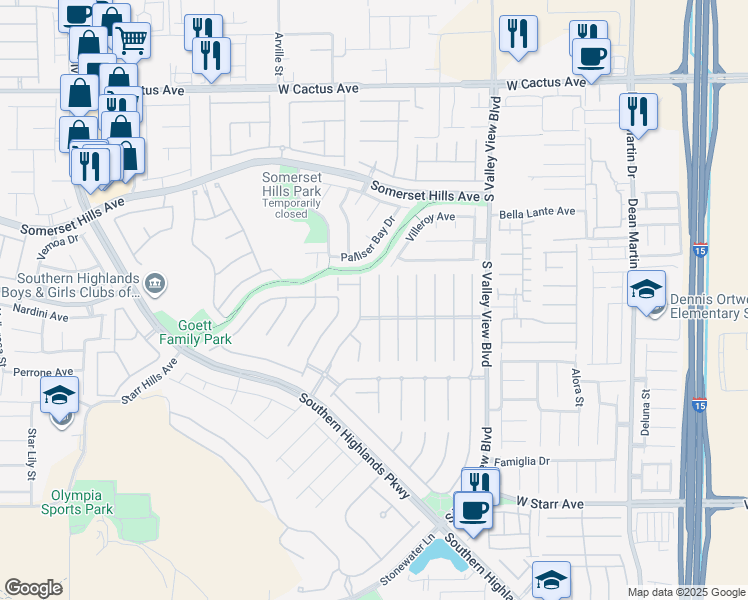 map of restaurants, bars, coffee shops, grocery stores, and more near 10899 Fishers Island Street in Las Vegas