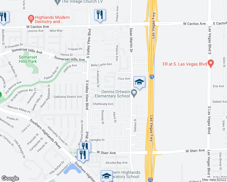 map of restaurants, bars, coffee shops, grocery stores, and more near 3452 Bagnoli Court in Las Vegas