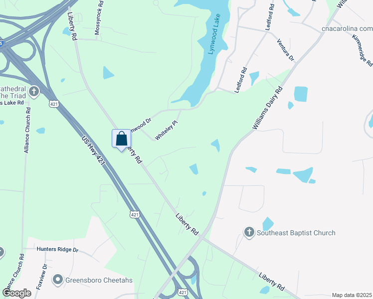 map of restaurants, bars, coffee shops, grocery stores, and more near 2810 Liberty Oaks Drive in Greensboro