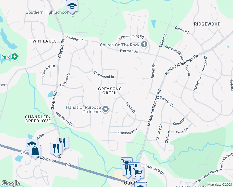 map of restaurants, bars, coffee shops, grocery stores, and more near 705 Quartz Drive in Durham