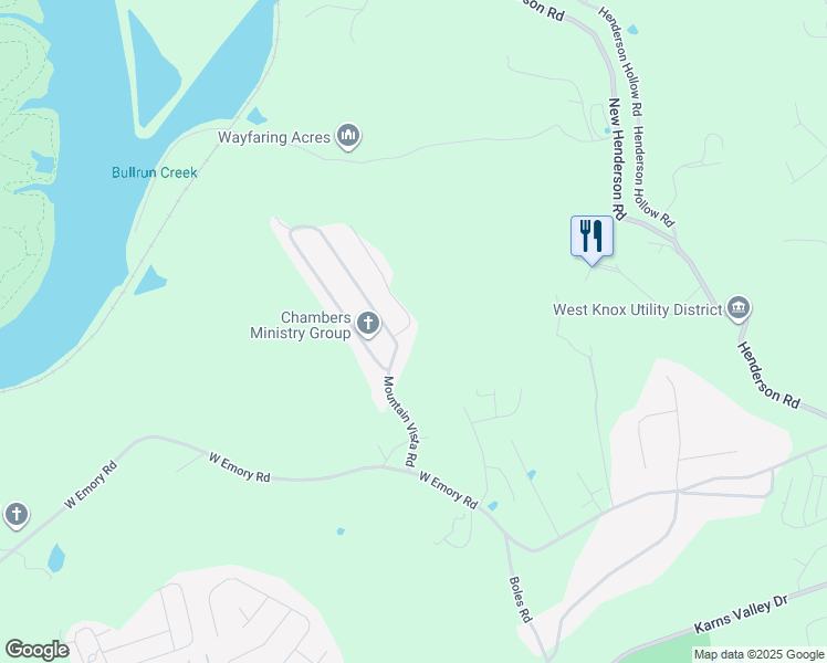 map of restaurants, bars, coffee shops, grocery stores, and more near 3812 High View Lane in Knoxville