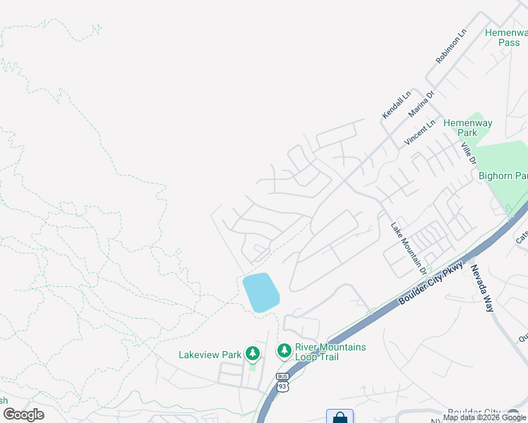 map of restaurants, bars, coffee shops, grocery stores, and more near 597 Lake Superior Lane in Boulder City