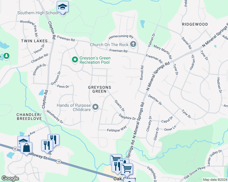 map of restaurants, bars, coffee shops, grocery stores, and more near 505 Lodestone Drive in Durham