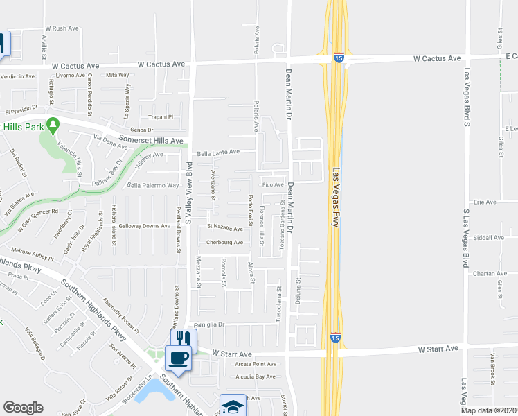 map of restaurants, bars, coffee shops, grocery stores, and more near 10903 Florence Hills Street in Las Vegas