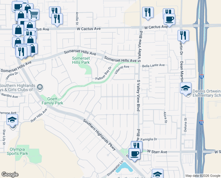 map of restaurants, bars, coffee shops, grocery stores, and more near 10889 Dornoch Castle Street in Las Vegas