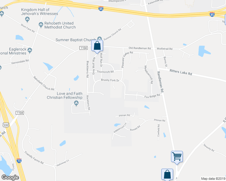 map of restaurants, bars, coffee shops, grocery stores, and more near 4612 Barn Owl Court in Greensboro