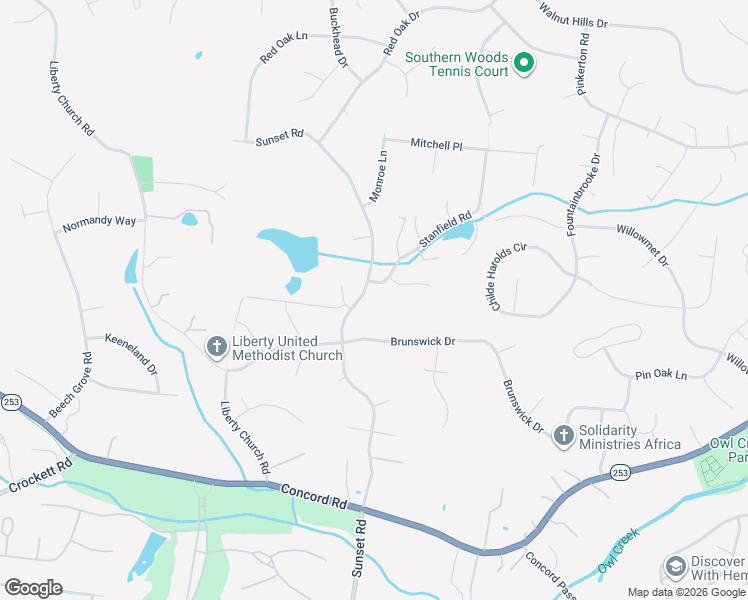 map of restaurants, bars, coffee shops, grocery stores, and more near 9626 Stanfield Road in Brentwood