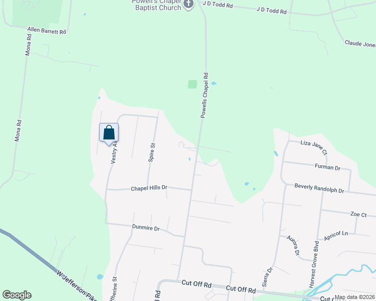 map of restaurants, bars, coffee shops, grocery stores, and more near 7931 Powells Chapel Road in Murfreesboro