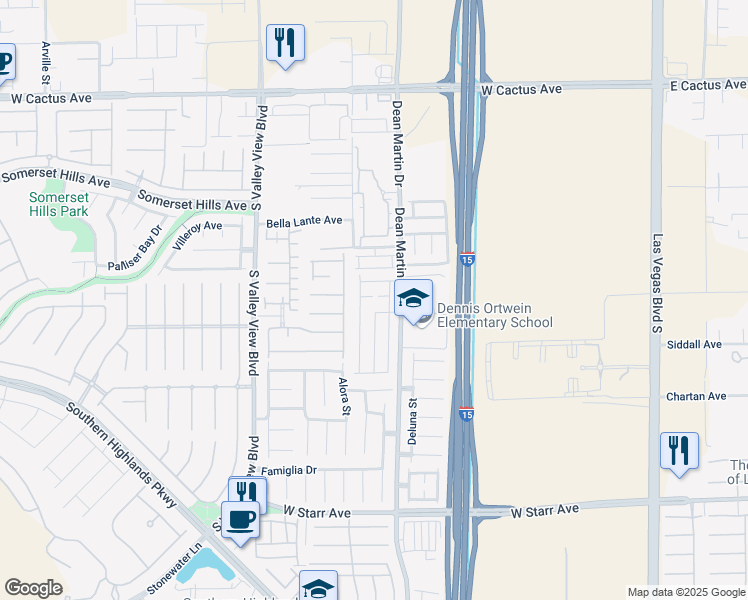 map of restaurants, bars, coffee shops, grocery stores, and more near 3309 Villa Campania Court in Las Vegas