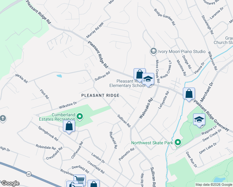 map of restaurants, bars, coffee shops, grocery stores, and more near 4816 Elm View Drive in Knoxville