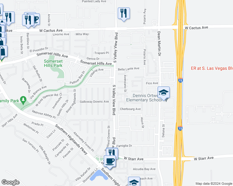 map of restaurants, bars, coffee shops, grocery stores, and more near 3786 Corpolo Avenue in Las Vegas