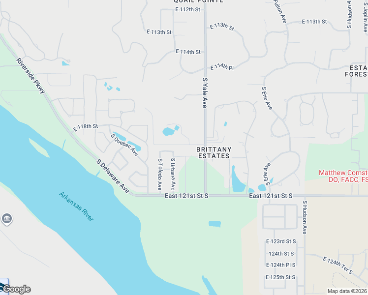 map of restaurants, bars, coffee shops, grocery stores, and more near 4619 East 119th Street in Tulsa