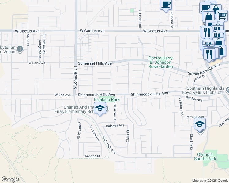 map of restaurants, bars, coffee shops, grocery stores, and more near 5737 Heather Breeze Court in Las Vegas