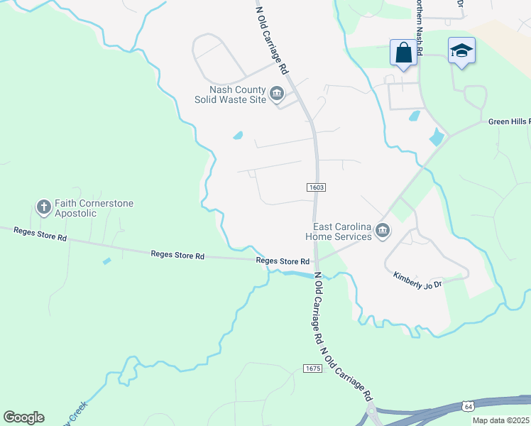 map of restaurants, bars, coffee shops, grocery stores, and more near 3333 Timber Creek Drive in Rocky Mount