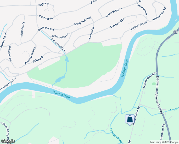 map of restaurants, bars, coffee shops, grocery stores, and more near 5200 Holston Hills Road in Knoxville