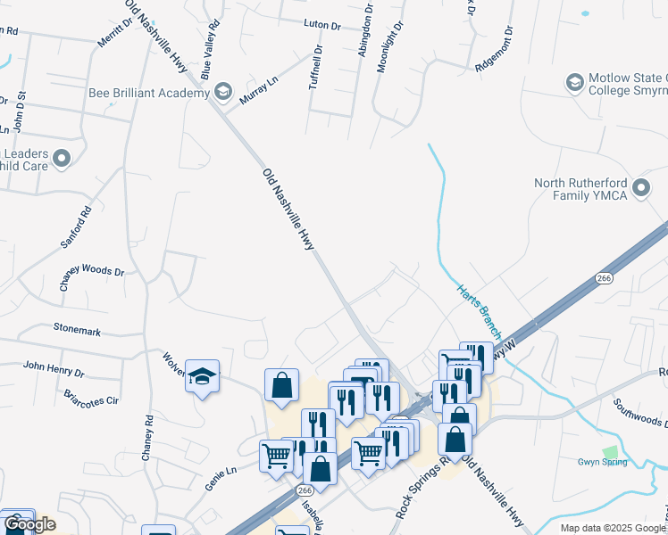 map of restaurants, bars, coffee shops, grocery stores, and more near 671 Old Nashville Highway in La Vergne