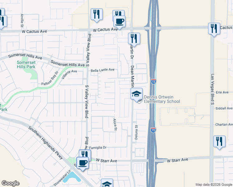 map of restaurants, bars, coffee shops, grocery stores, and more near 10886 Porto Foxi Street in Las Vegas