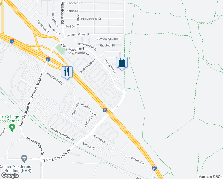 map of restaurants, bars, coffee shops, grocery stores, and more near 2562 Velez Valley Way in Henderson