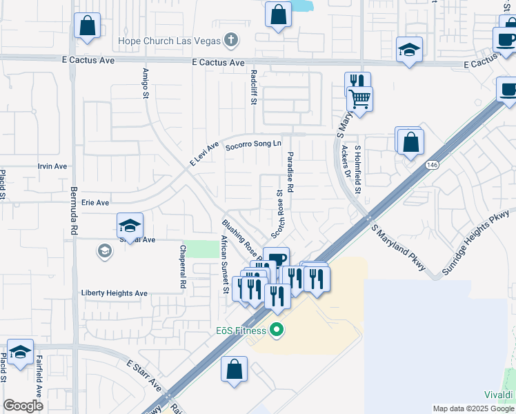 map of restaurants, bars, coffee shops, grocery stores, and more near 908 Sheerwater Avenue in Henderson