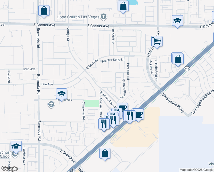 map of restaurants, bars, coffee shops, grocery stores, and more near 854 Sheerwater Avenue in Henderson