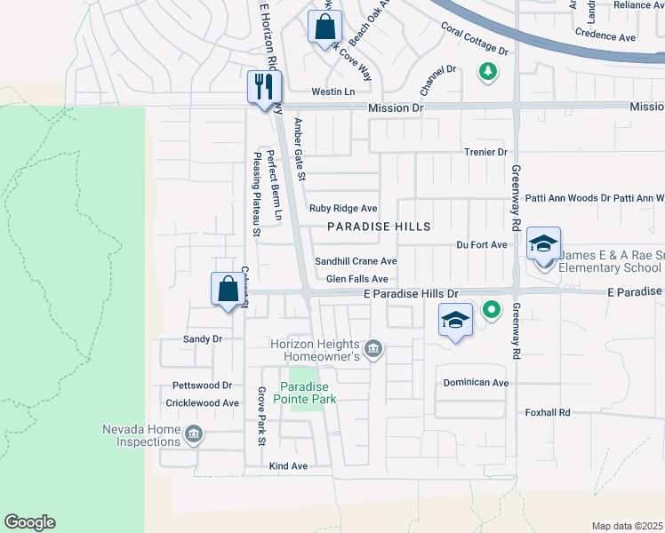 map of restaurants, bars, coffee shops, grocery stores, and more near 179 Sandhill Crane Avenue in Henderson