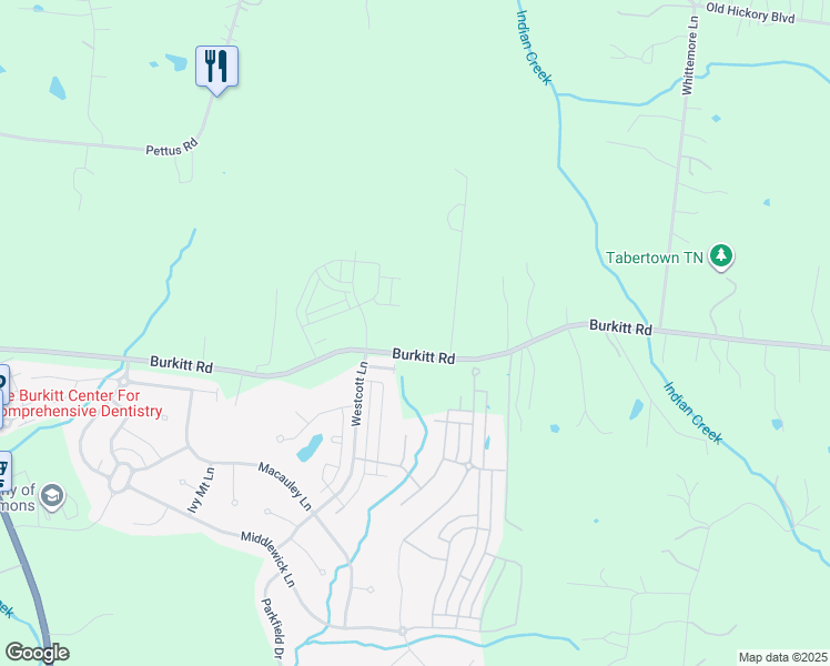 map of restaurants, bars, coffee shops, grocery stores, and more near 6914 Burkitt Road in Nashville