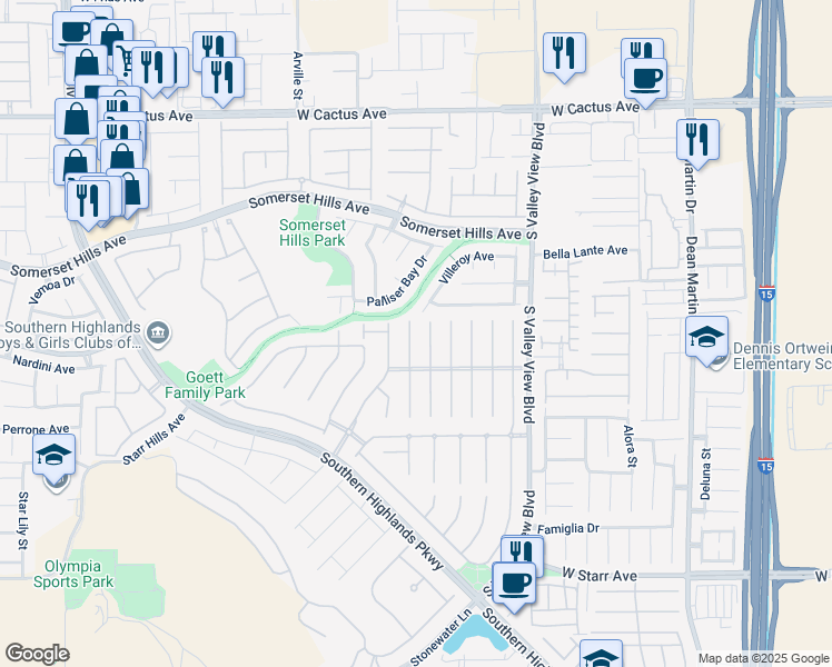 map of restaurants, bars, coffee shops, grocery stores, and more near 10876 Fishers Island Street in Las Vegas