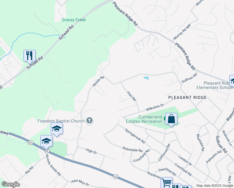 map of restaurants, bars, coffee shops, grocery stores, and more near 6213 Bryan Lane in Knoxville