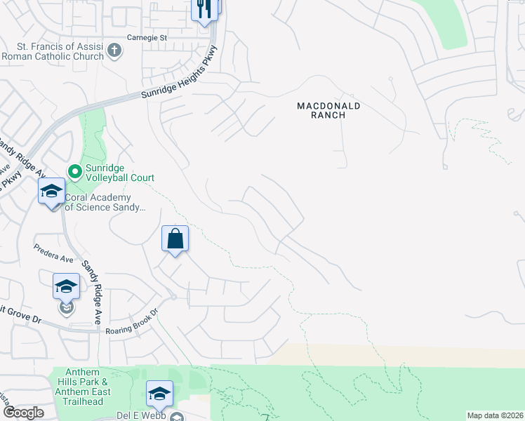 map of restaurants, bars, coffee shops, grocery stores, and more near 2148 Havensight Lane in Henderson