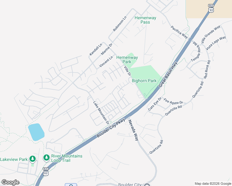 map of restaurants, bars, coffee shops, grocery stores, and more near 235 Garrett Lane in Boulder City