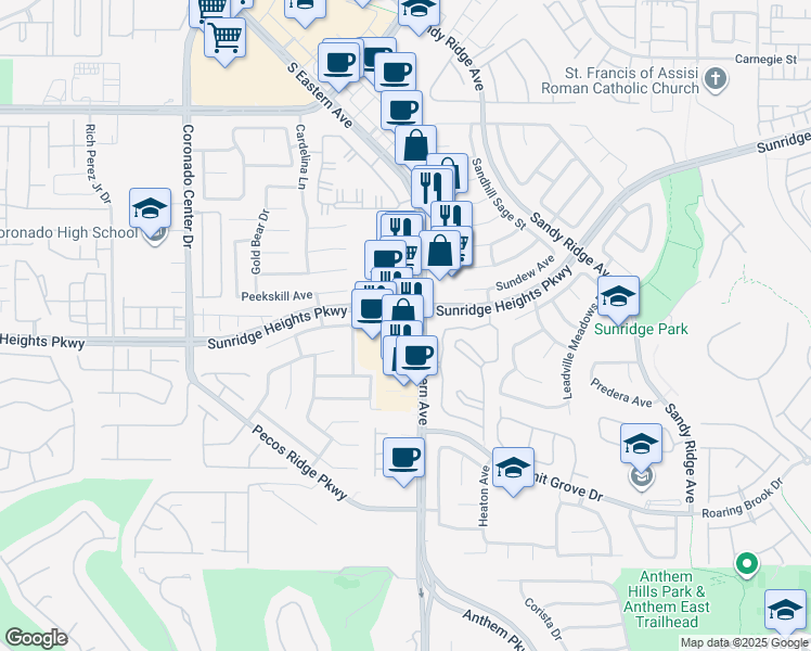map of restaurants, bars, coffee shops, grocery stores, and more near in Henderson