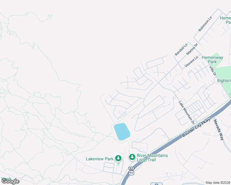 map of restaurants, bars, coffee shops, grocery stores, and more near 585 Lake Superior Lane in Boulder City