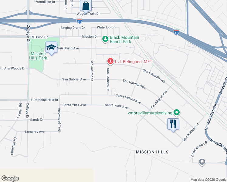 map of restaurants, bars, coffee shops, grocery stores, and more near 928 Santa Helena Avenue in Henderson