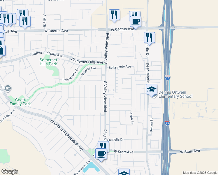 map of restaurants, bars, coffee shops, grocery stores, and more near 3763 Perugia Court in Las Vegas
