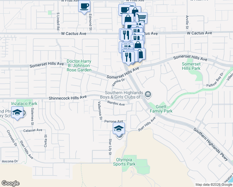 map of restaurants, bars, coffee shops, grocery stores, and more near 4946 Graziano Avenue in Las Vegas