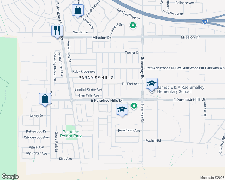 map of restaurants, bars, coffee shops, grocery stores, and more near 1077 Sweetgrass Court in Henderson