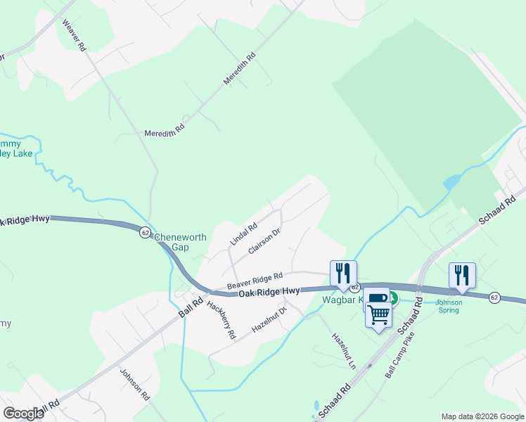 map of restaurants, bars, coffee shops, grocery stores, and more near 6917 Lindal Road in Knoxville