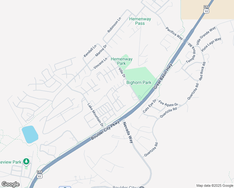 map of restaurants, bars, coffee shops, grocery stores, and more near 225 Big Horn Drive in Boulder City