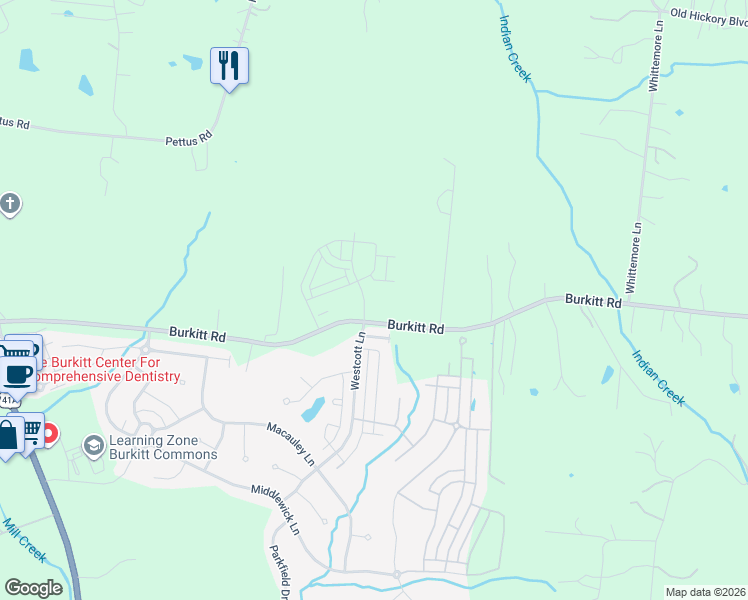 map of restaurants, bars, coffee shops, grocery stores, and more near 6914 Burkitt Road in Nashville