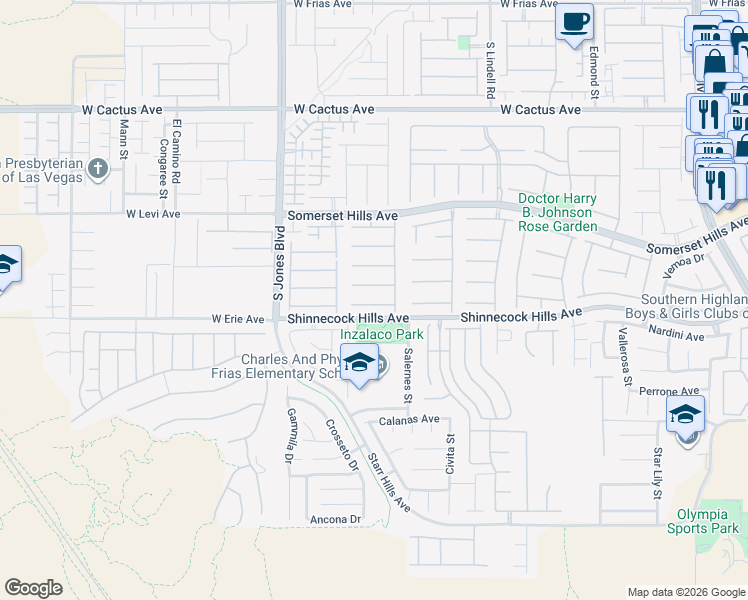 map of restaurants, bars, coffee shops, grocery stores, and more near 5832 Ivy Vine Court in Las Vegas