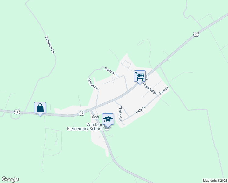 map of restaurants, bars, coffee shops, grocery stores, and more near 1514 South King Street in Windsor