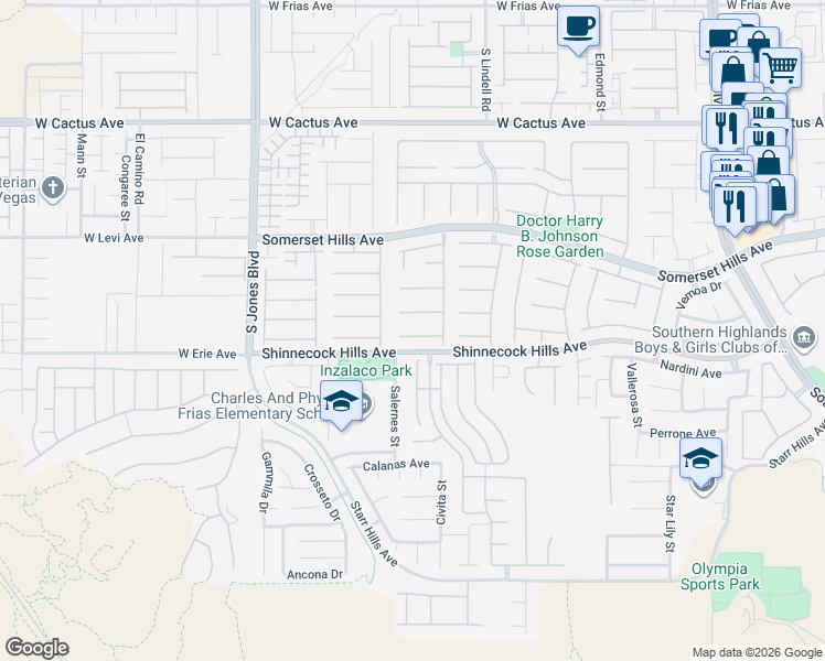 map of restaurants, bars, coffee shops, grocery stores, and more near 5699 Quiet Cloud Court in Las Vegas