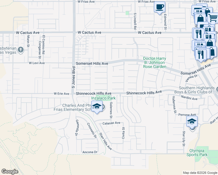 map of restaurants, bars, coffee shops, grocery stores, and more near 5783 Lazy Days Court in Las Vegas