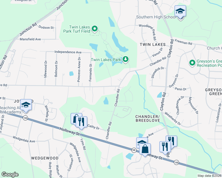 map of restaurants, bars, coffee shops, grocery stores, and more near 3031 Ross Road in Durham
