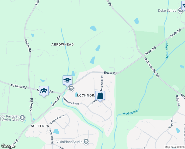 map of restaurants, bars, coffee shops, grocery stores, and more near 4518 Erwin Road in Durham