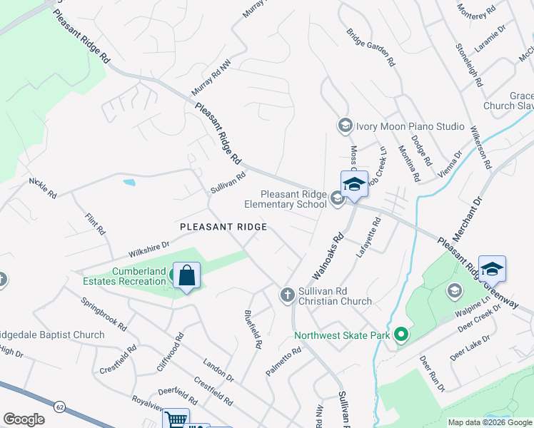 map of restaurants, bars, coffee shops, grocery stores, and more near 4548 Broadmeadow Way in Knoxville
