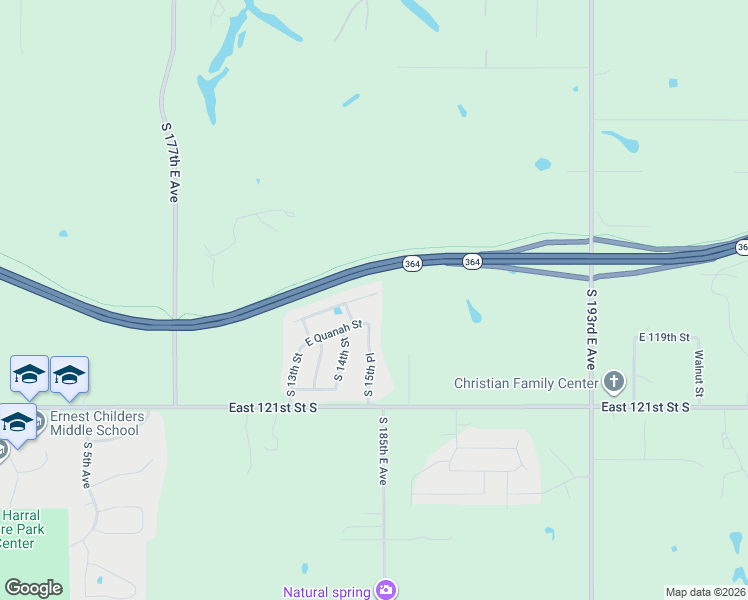 map of restaurants, bars, coffee shops, grocery stores, and more near 1620 East Pasadena Street in Broken Arrow