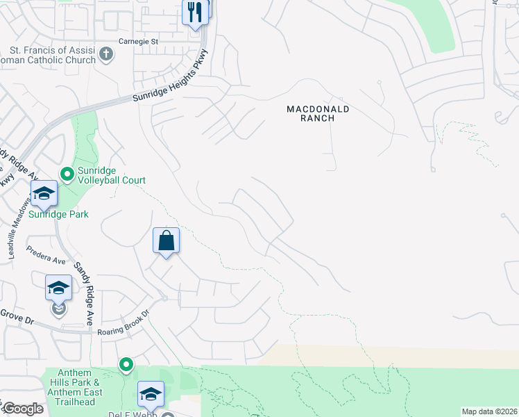 map of restaurants, bars, coffee shops, grocery stores, and more near 2148 Havensight Lane in Henderson