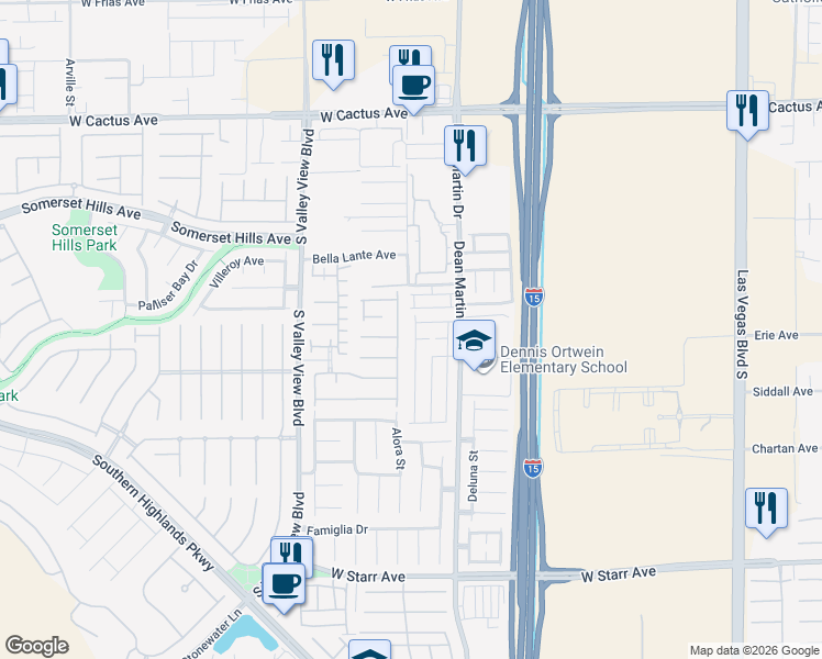 map of restaurants, bars, coffee shops, grocery stores, and more near 3336 Umbria Gardens Avenue in Las Vegas