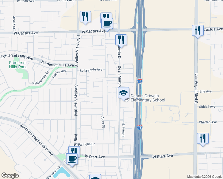 map of restaurants, bars, coffee shops, grocery stores, and more near 3305 Umbria Gardens Avenue in Las Vegas